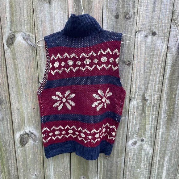 Deadstock Vintage Y2K Snowflake Zip Up Sweater Vest - Picture 4 of 5